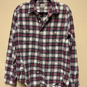 J. Crew Men's Plaid Shirt - Navy, Red, and White